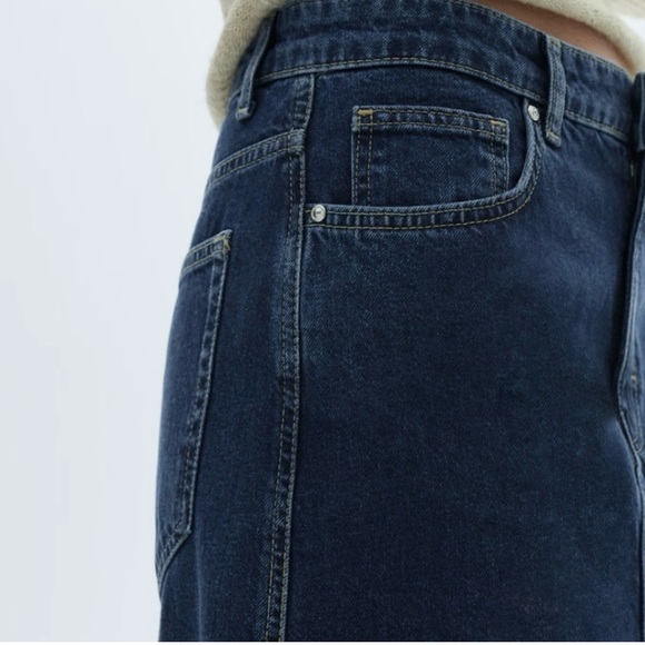 Mango Dark Blue Denim Midi Skirt - Picture 5 of 6